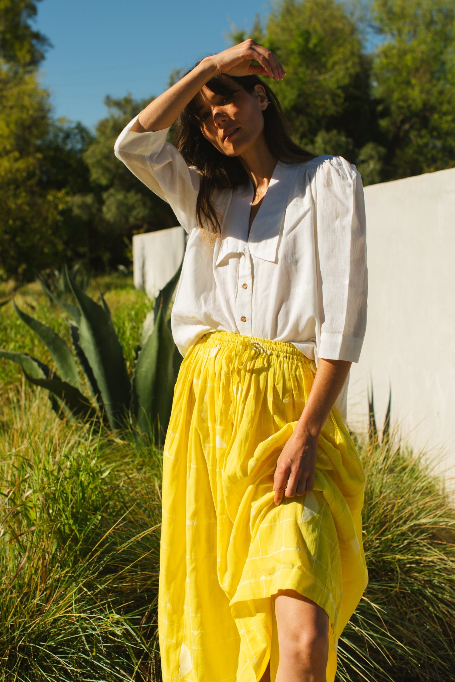 This Vintage blouse is made in collaboration between Erica Kim @ahistoryofarchitecture and World of Crow, Victorian collar, Jamdani Fabric,White detailing,Coconut buttons, Comfort fit, sustainably made