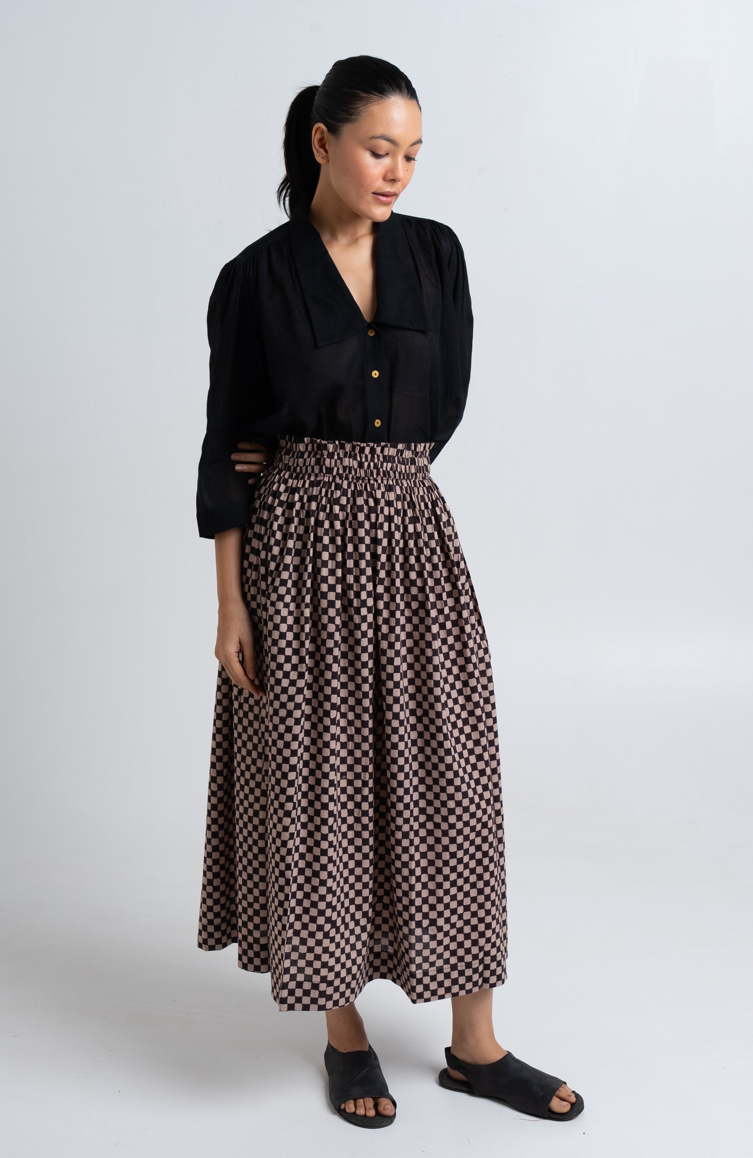 Block Printed Checkered Skirt