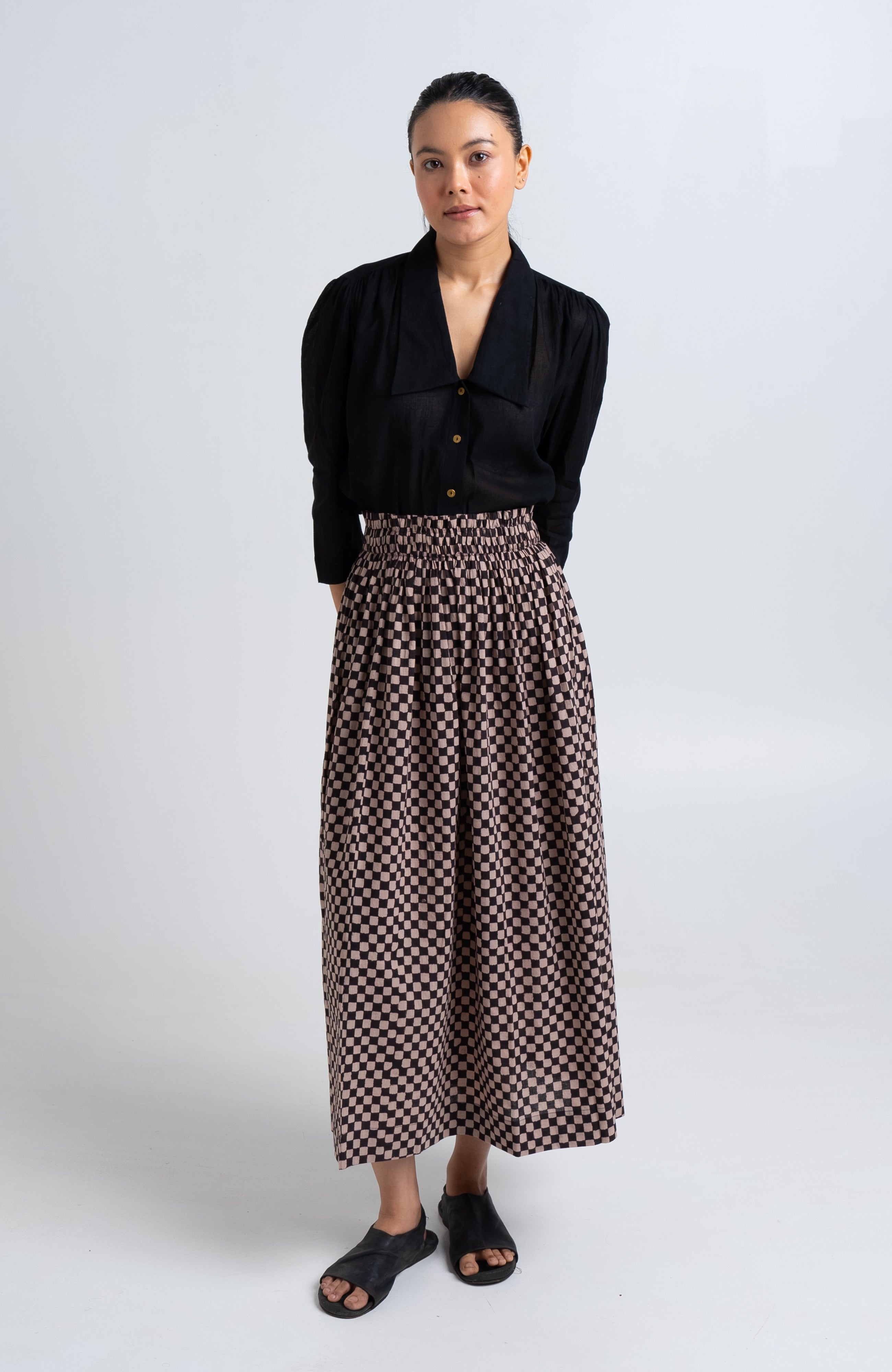 Block Printed Checkered Skirt