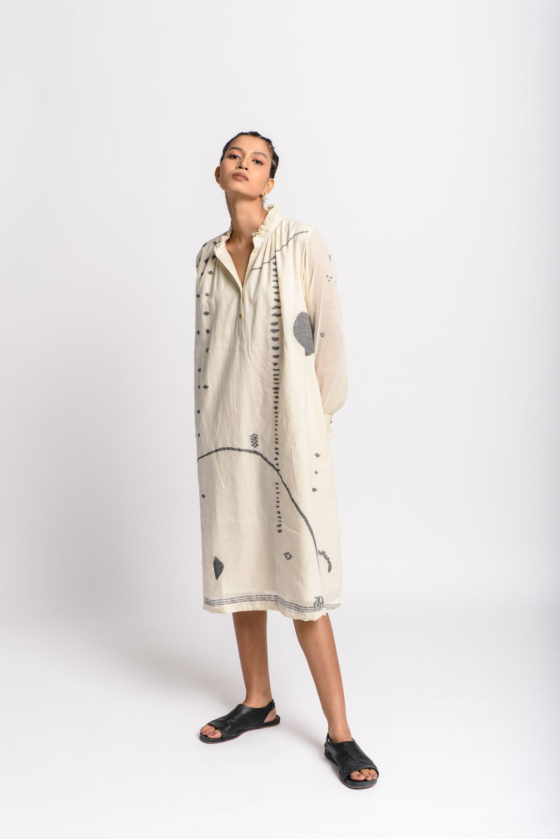 Abstract flared dress, ethical and sustainable clothing brands, ethically sourced clothing, 100 pure cotton clothing, all cotton clothing line, organic pants women, organic women's pants, organic cotton clothing brands, organic cotton clothing companies, minimalist clothing brands, minimalist clothing companies