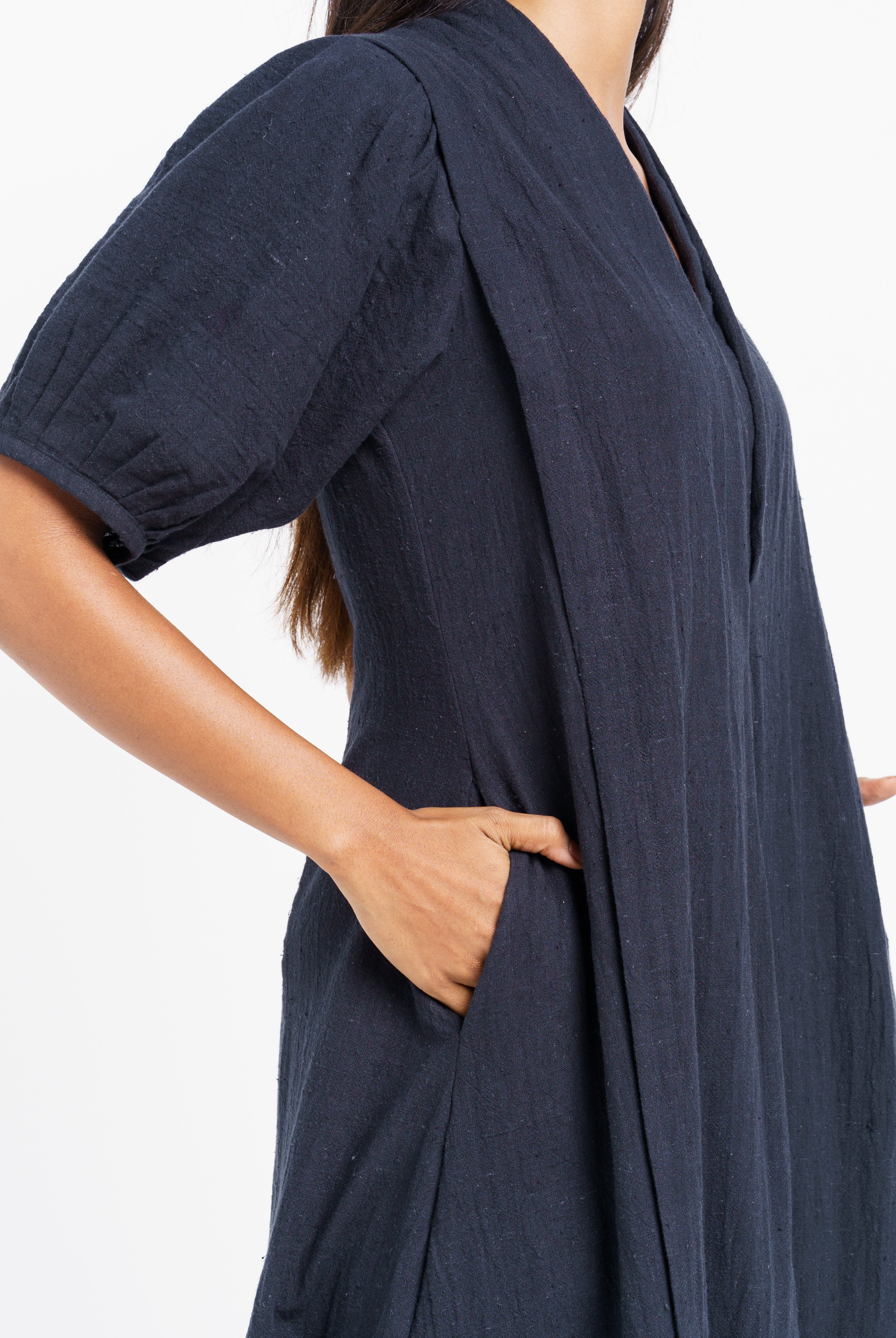 A classic ink black midi dress, sustainably produced clothing, sustainably sourced clothing brands, womens organic clothing, 100 organic cotton pants, ladies cotton clothing, shop cotton clothing, 100 cotton women's, women's organic clothing, minimalist clothing style, minimalist outfits women