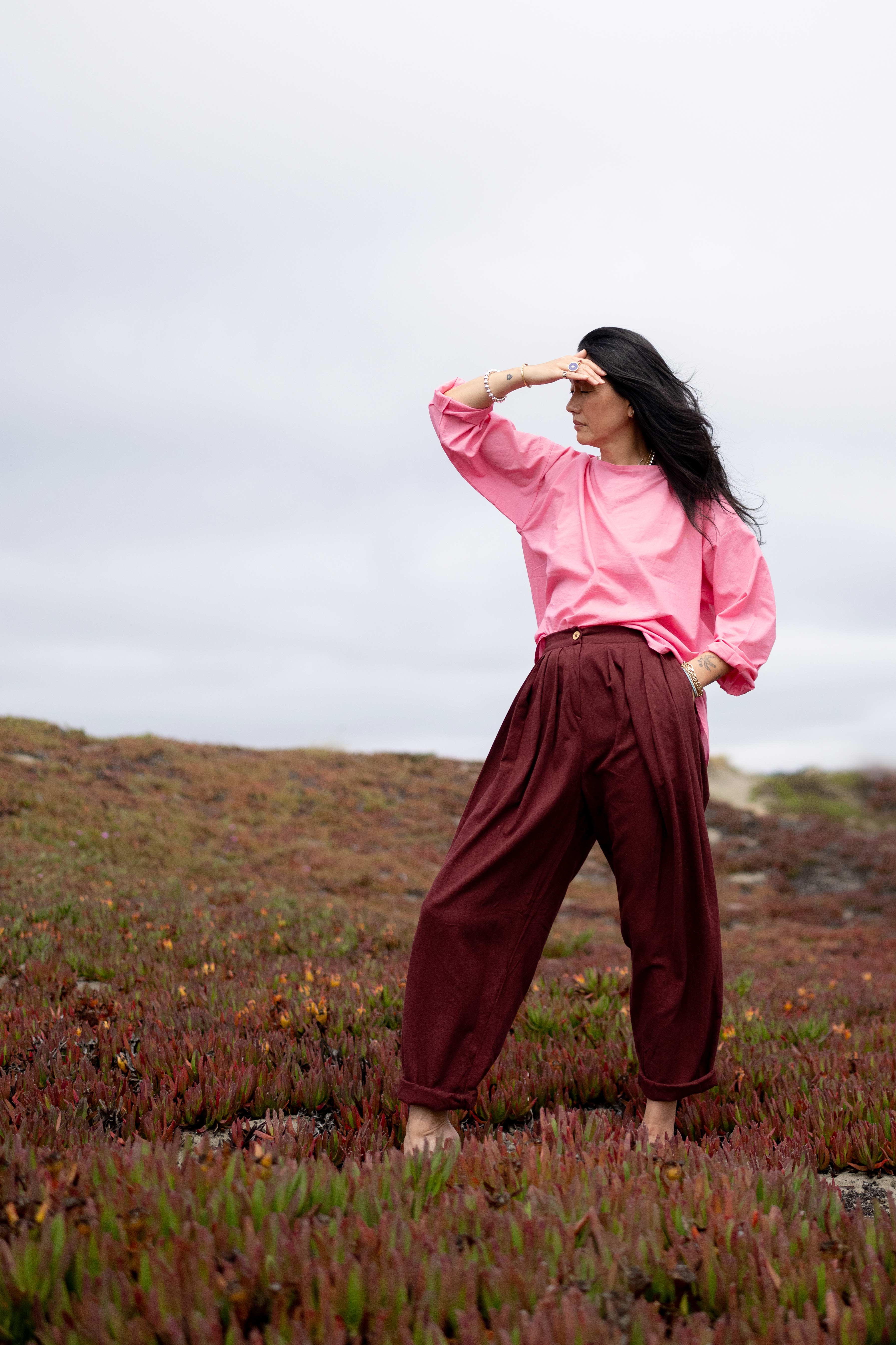 Berry Pleated Pants