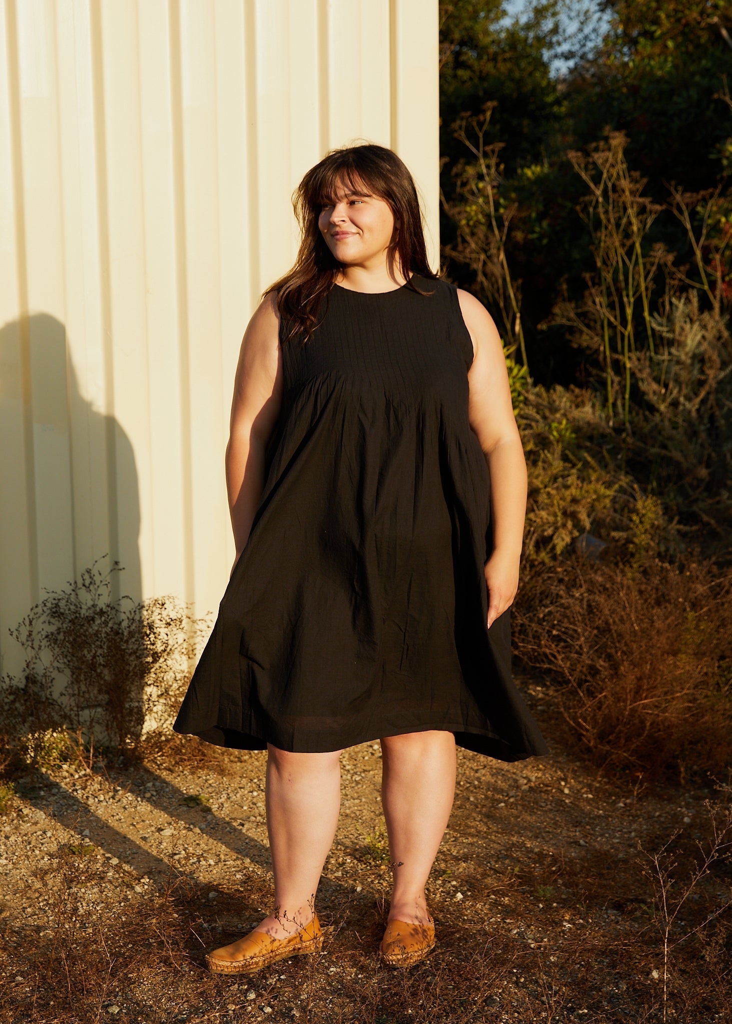 Black cotton Extended minimal dress