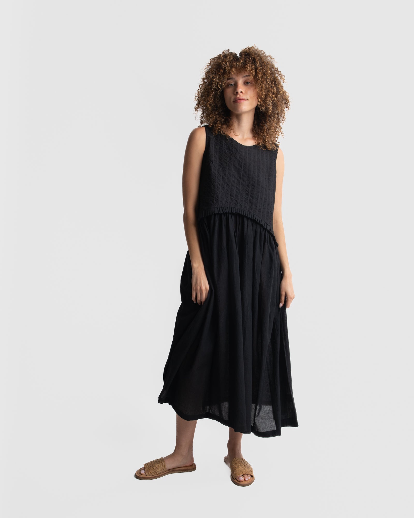 Black gathered  midi dress