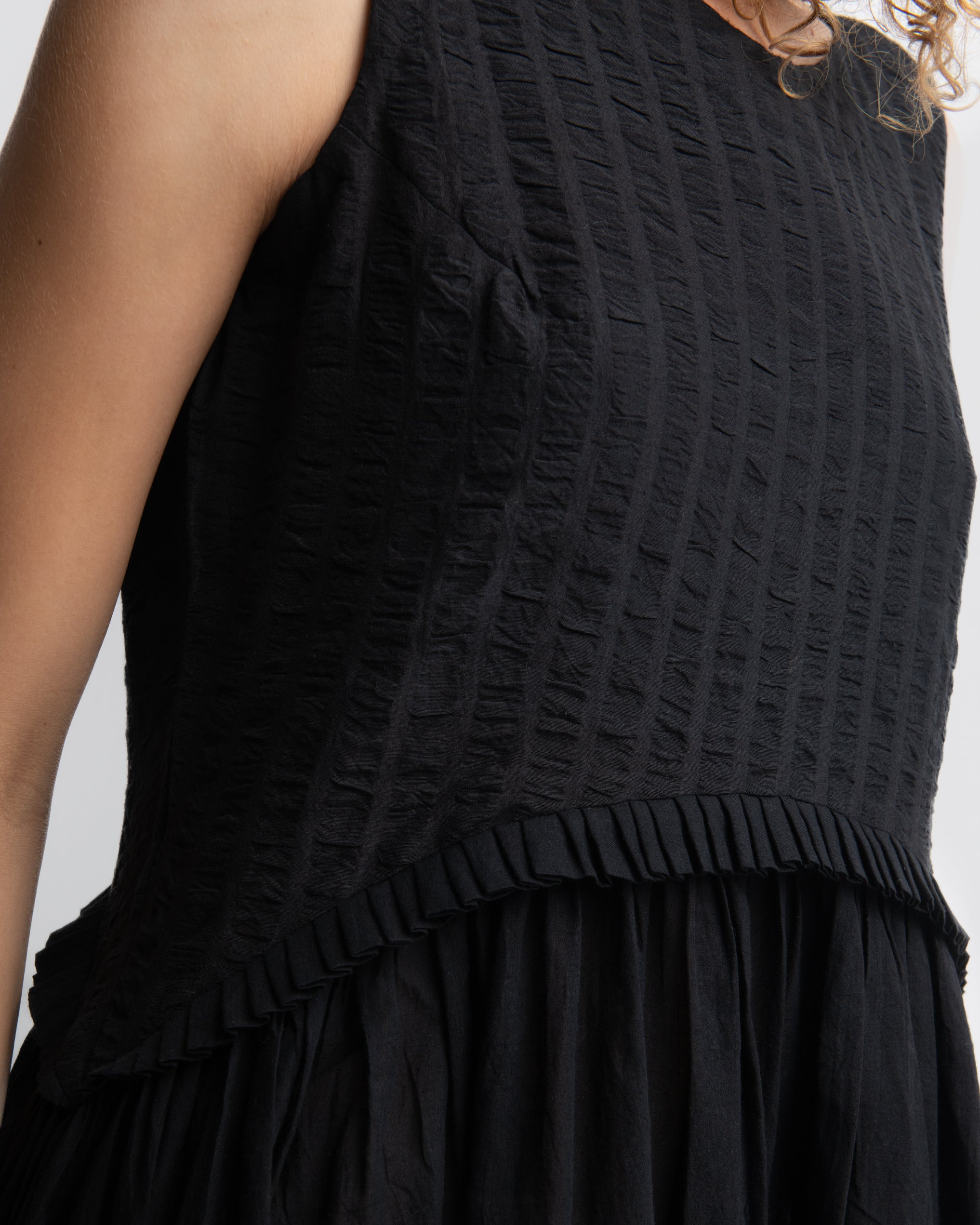 Black gathered  midi dress