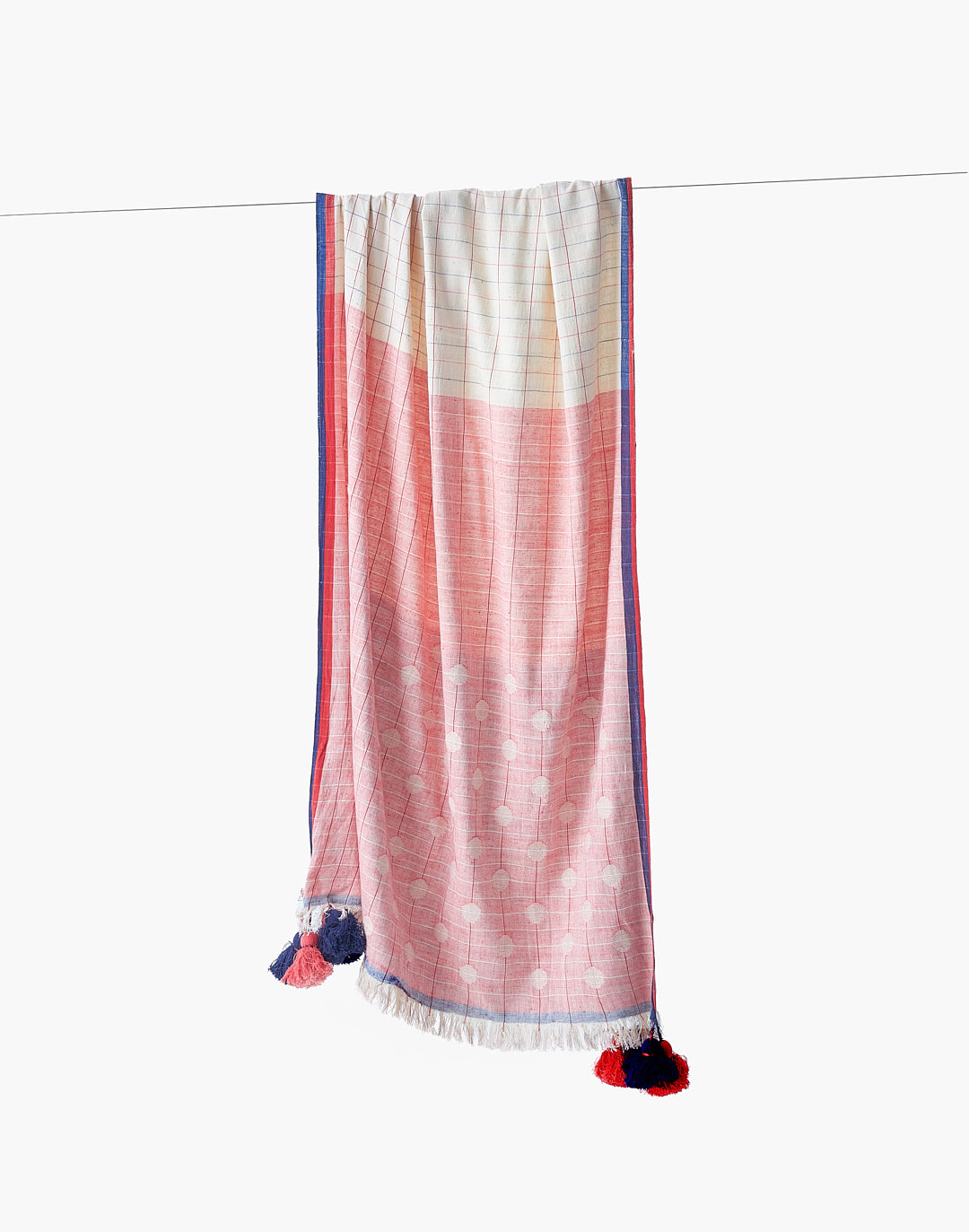 Blush Grid Tassel stole