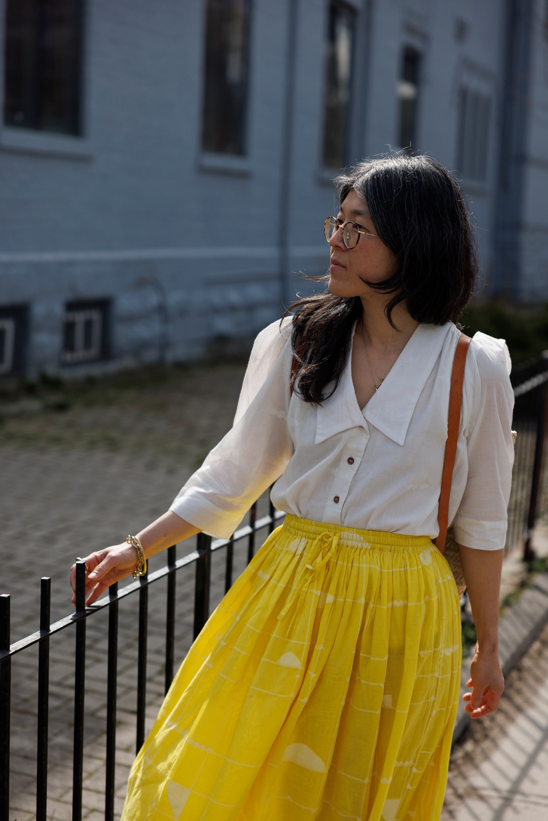 This Vintage blouse is made in collaboration between Erica Kim @ahistoryofarchitecture and World of Crow, Victorian collar, Jamdani Fabric,White detailing,Coconut buttons, Comfort fit, sustainably made