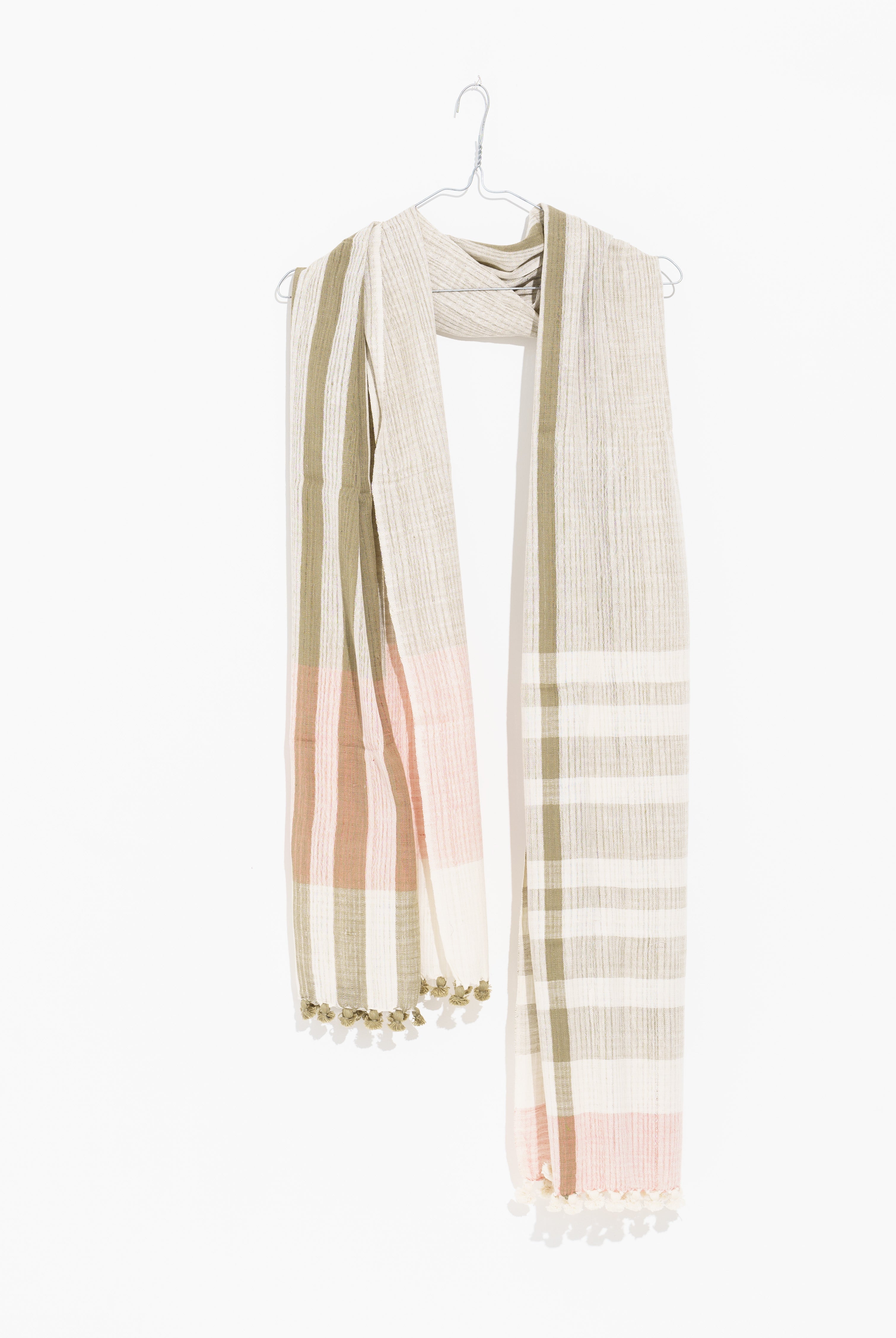 Olive Hand-spun Stole with Tassels