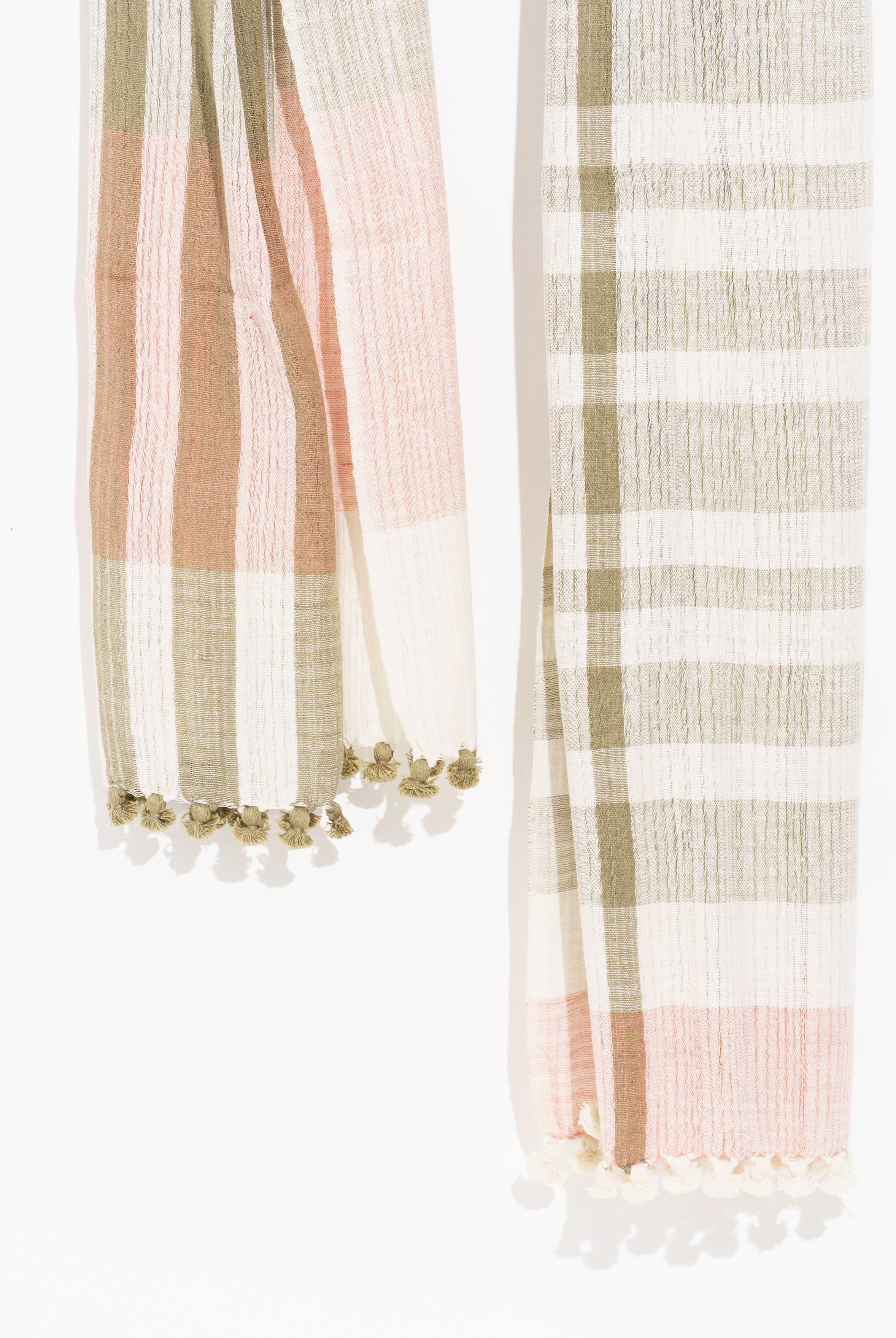 Olive Hand-spun Stole with Tassels