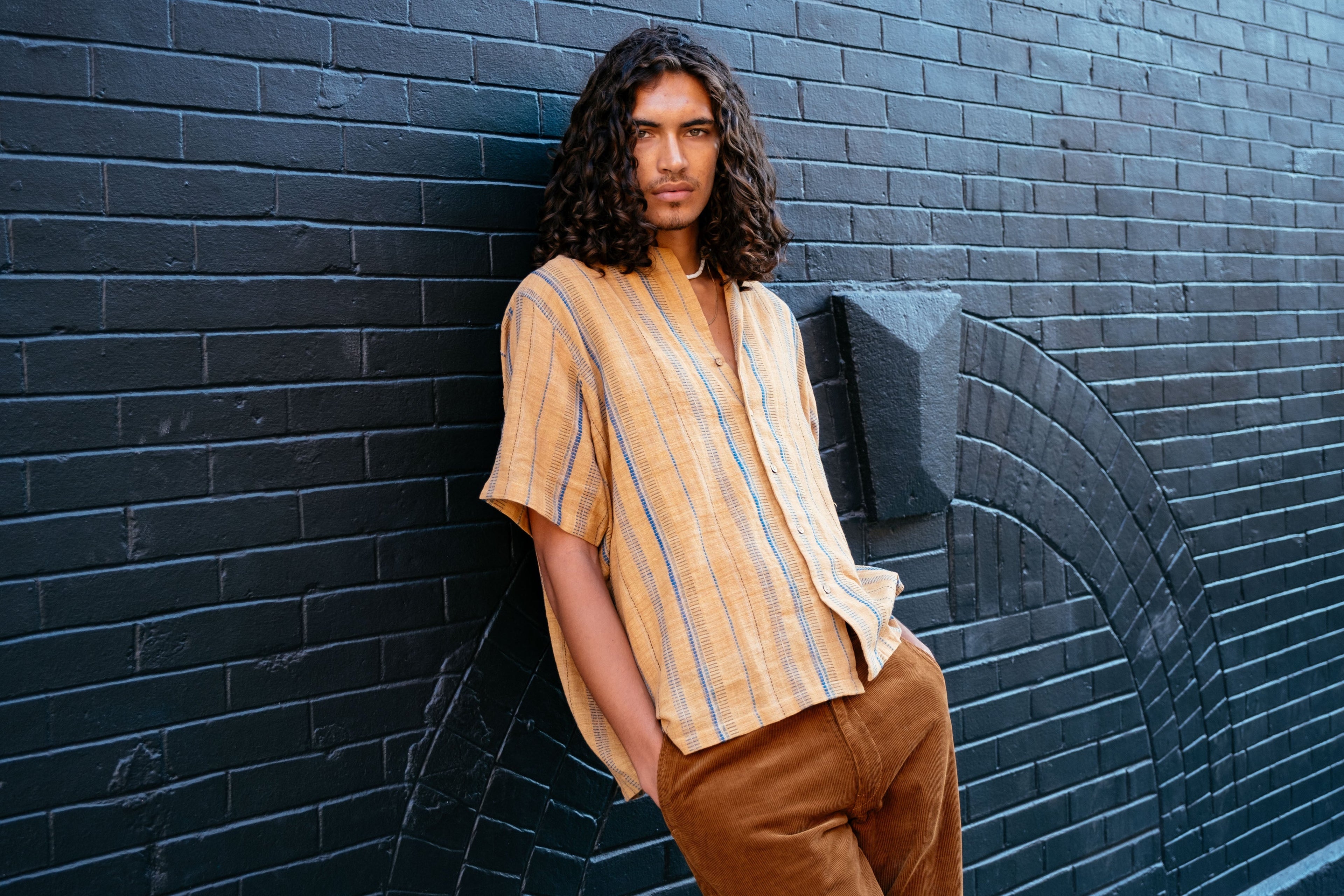 Organic brown boxy shirt