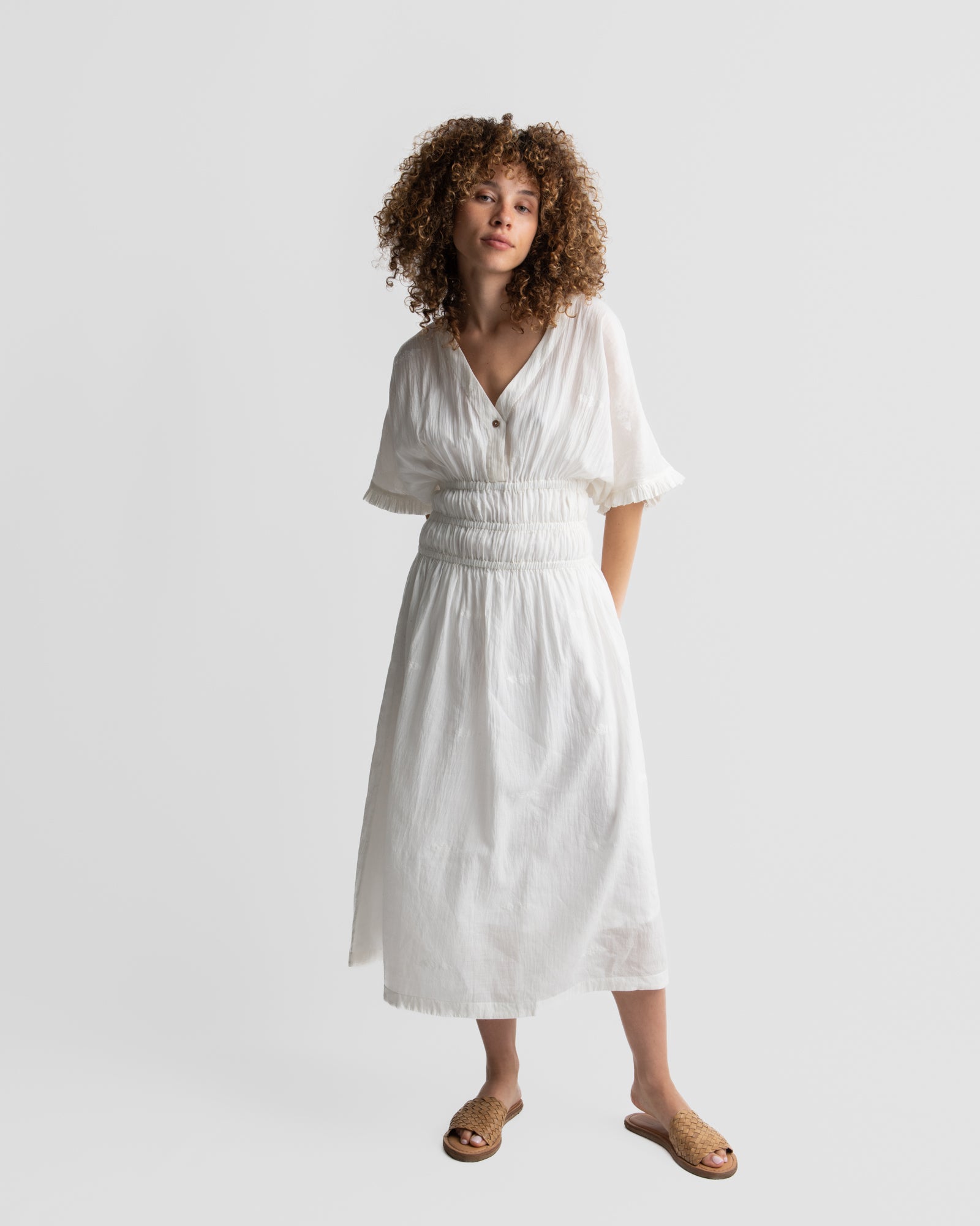 Pure white midi dress