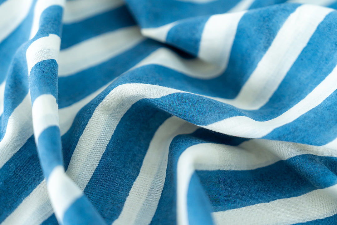 Blue & White striped fabric that makes the shirt.