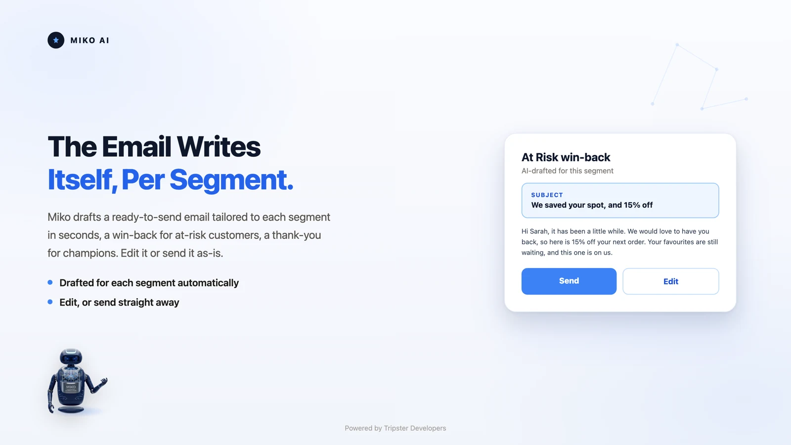 Miko Claude AI, claude-written outreach copy for each segment