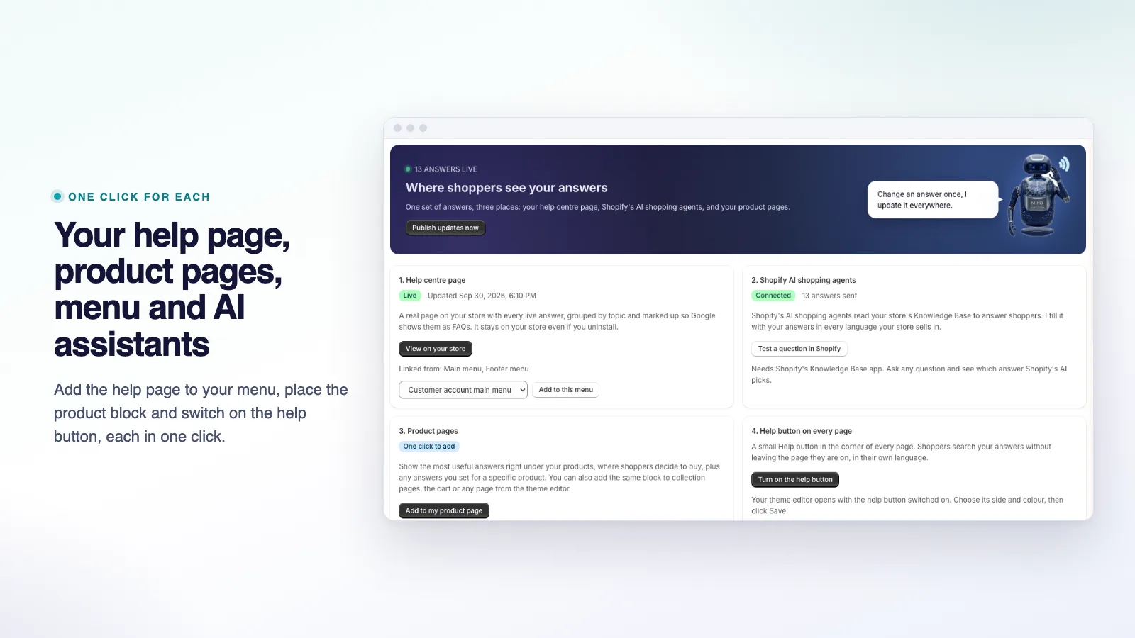 Miko AI Help Center review screen before answers are published live