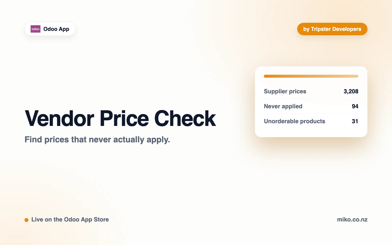 Vendor Price Check for Odoo by Tripster Developers