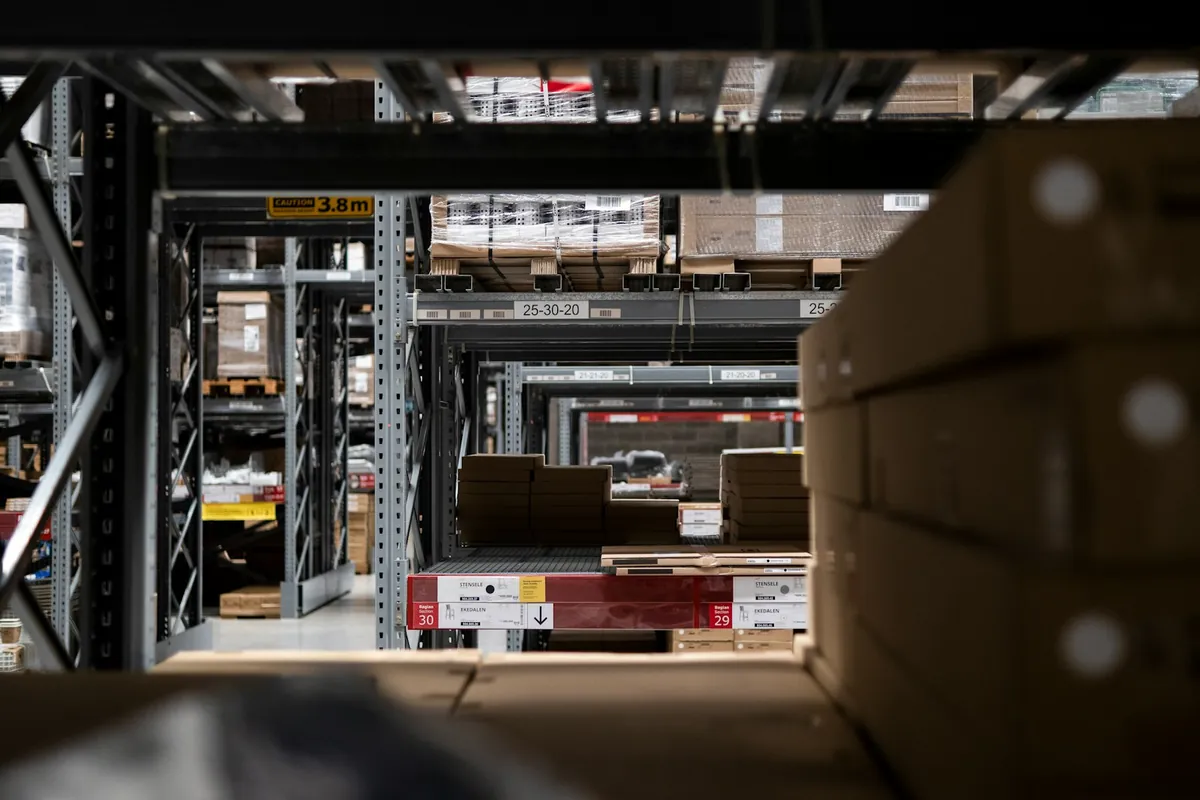 Boxed stock on warehouse racking