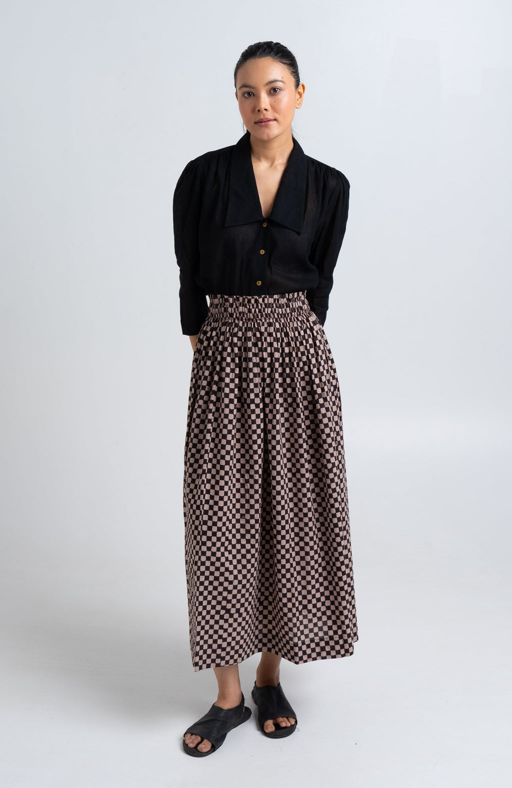 Block Printed Checkered Skirt