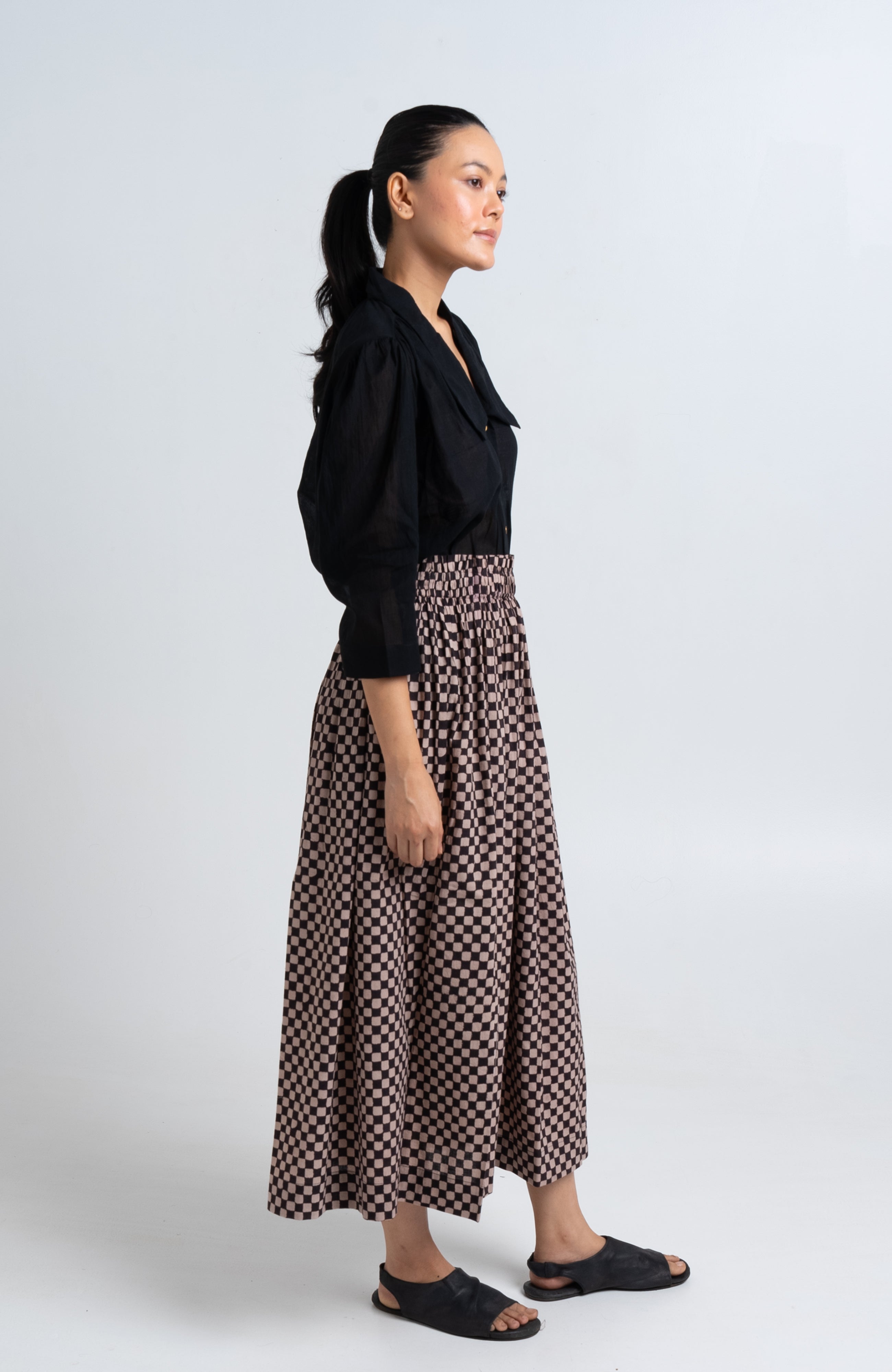 Block Printed Checkered Skirt