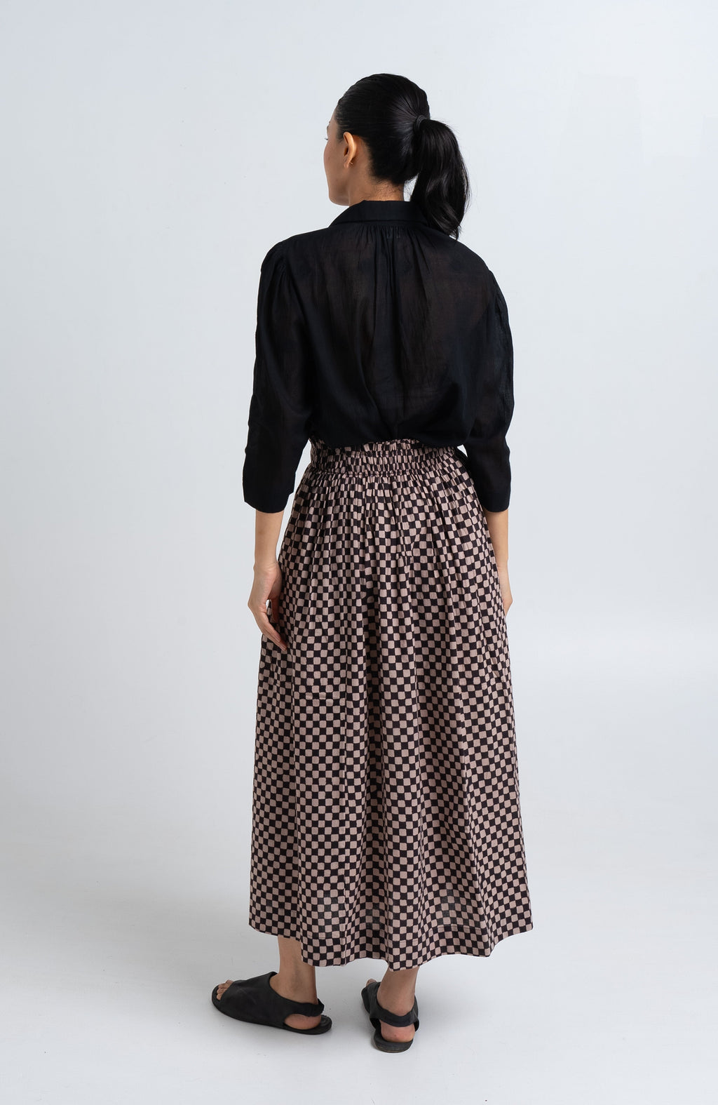Block Printed Checkered Skirt