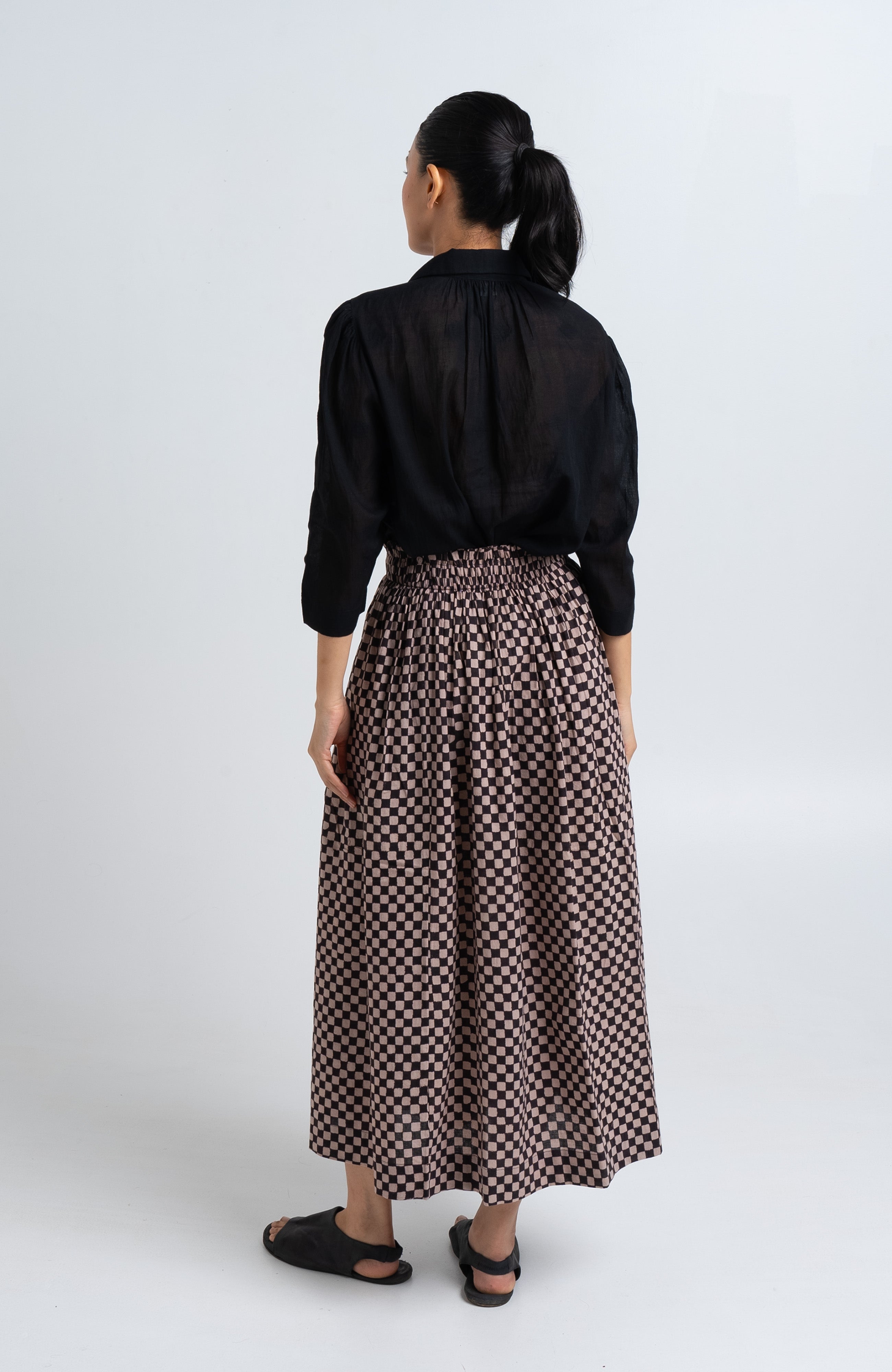 Block Printed Checkered Skirt