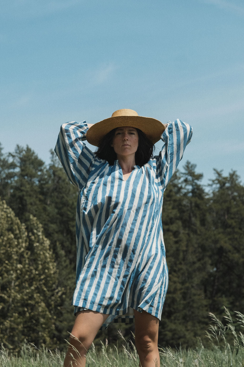 Blue Lined Get-Away Dress