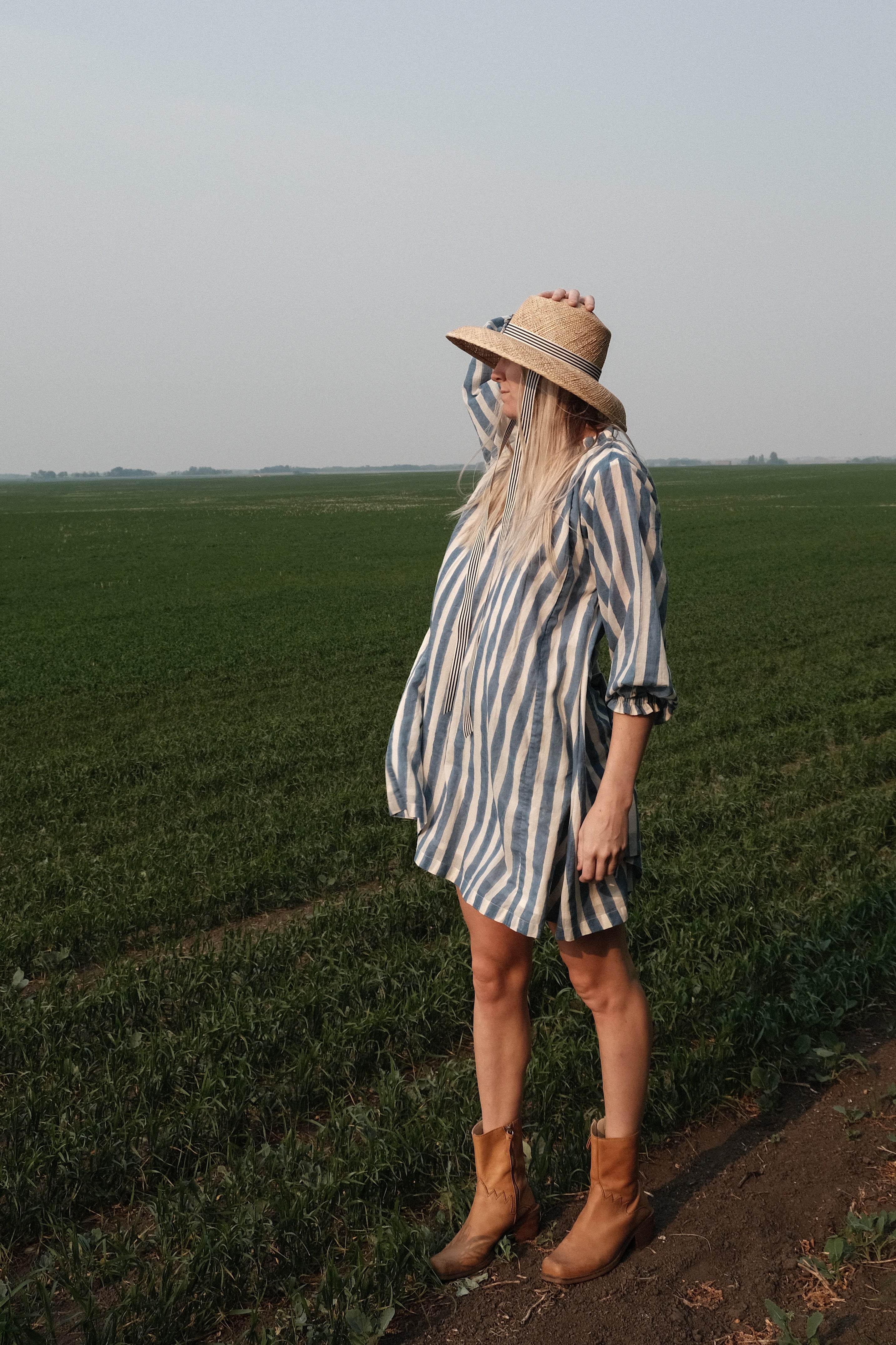 Blue Lined Get-Away Dress