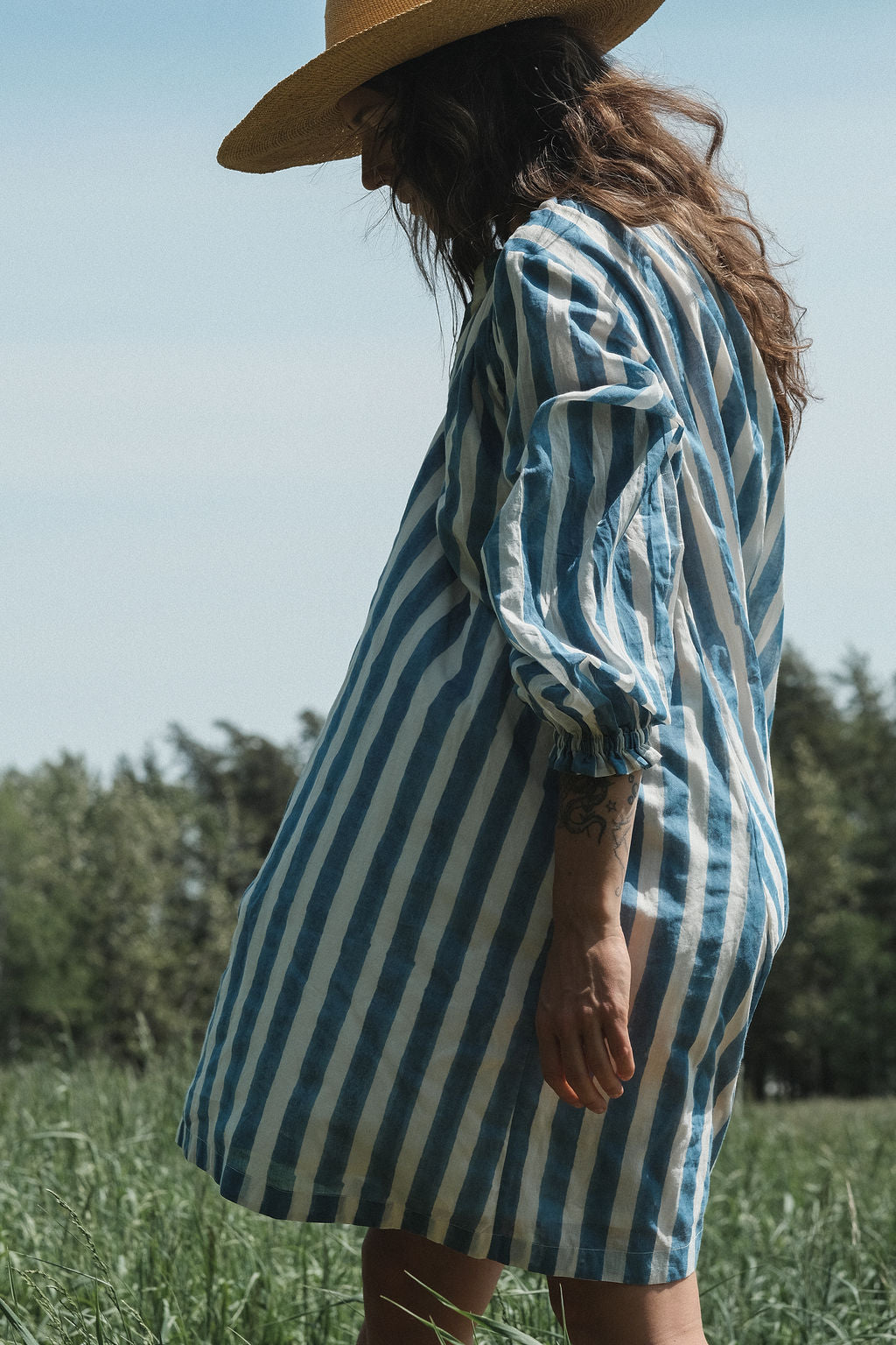 Blue Lined Get-Away Dress