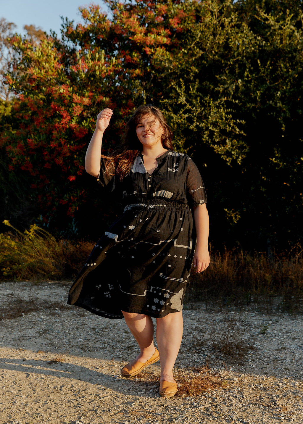 Elasticated waist Extended midi dress