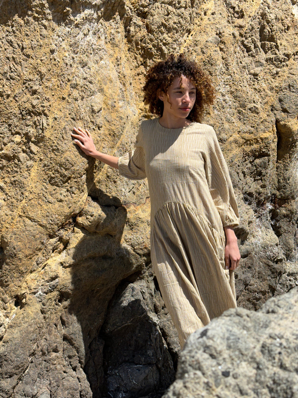 Hand Block Printed Gathered Midi Dress, ethically sourced clothing, good quality ethical clothing, best organic clothing, organic clothes shop, 100 pure cotton clothing, all cotton clothing line, organic pants women, organic women's pants, minimalist clothing brands, minimalist clothing companies