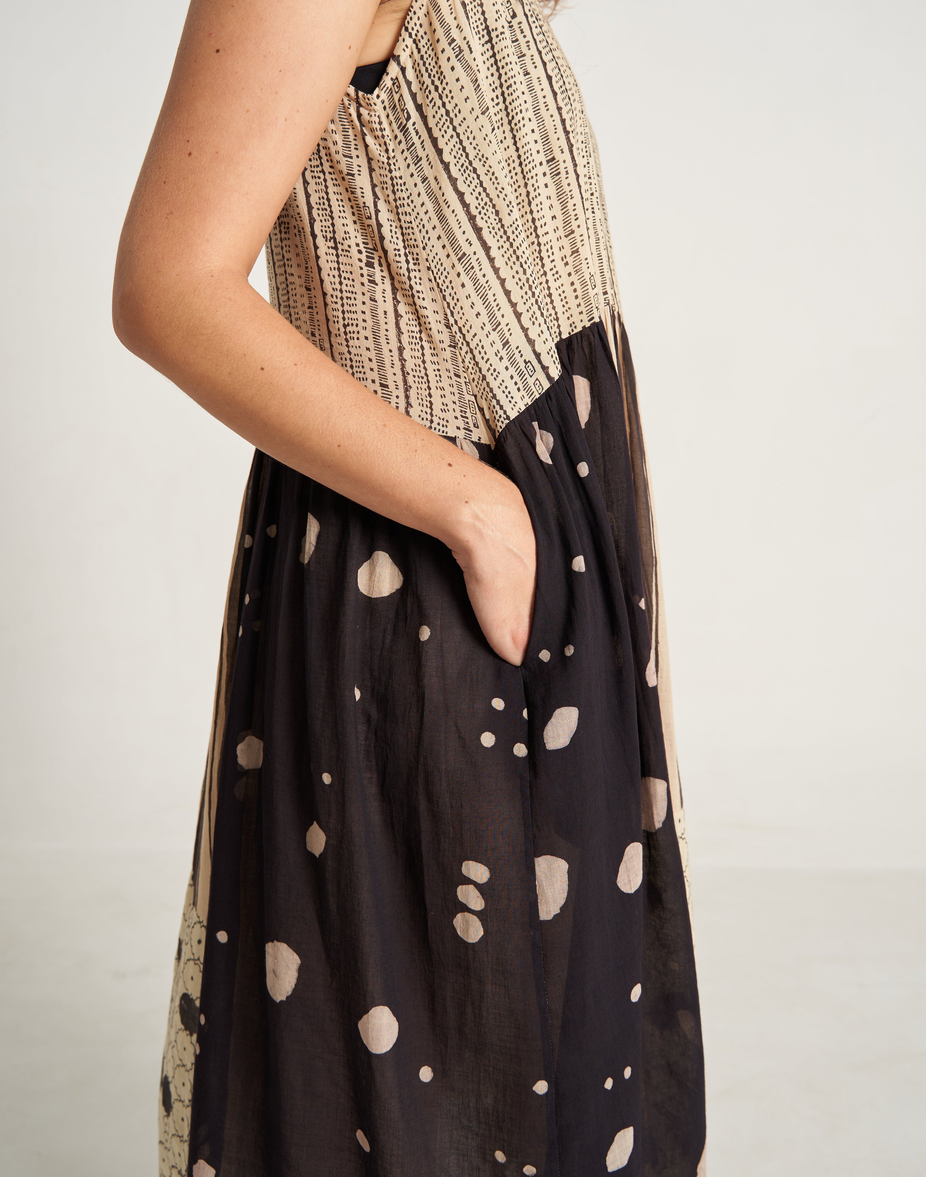 Buy Women Side Pocket Hand Woven Cotton Patchwork Summer Dress At WOC