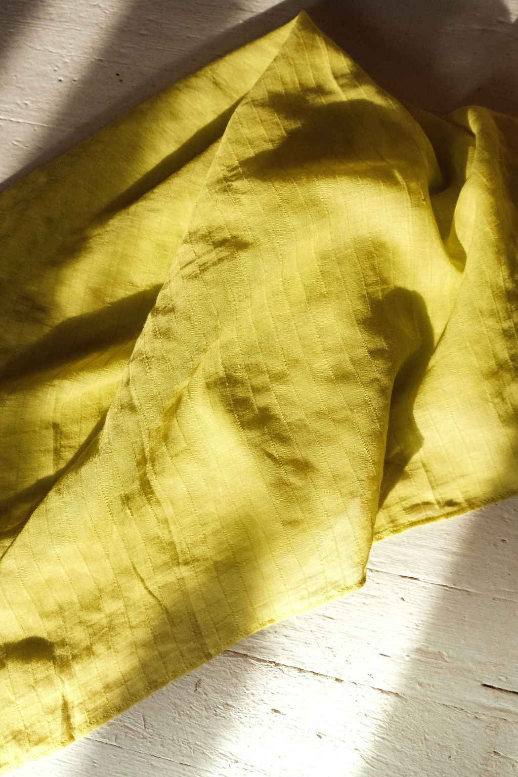 Yellow striped bandana handkerchief by World of Crow - versatile cotton accessory for head, neck, and styling