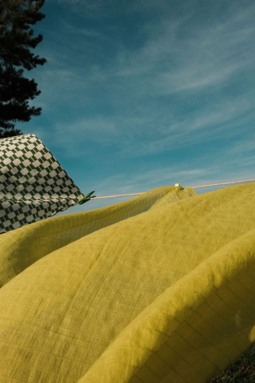 Yellow striped bandana handkerchief by World of Crow - versatile cotton accessory for head, neck, and styling