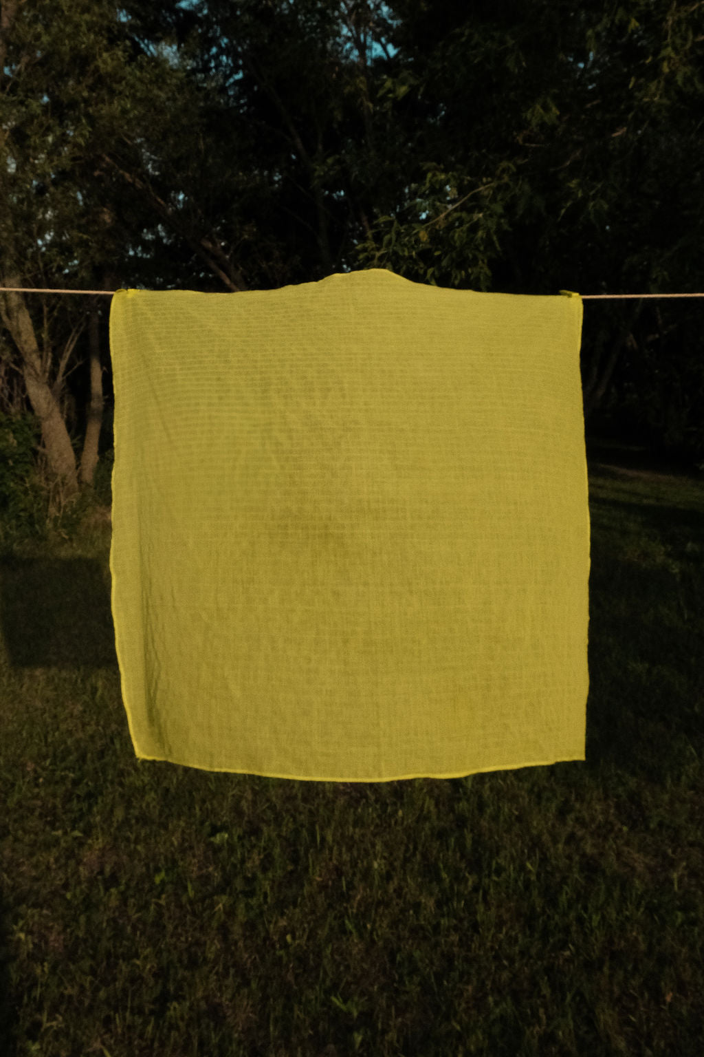 Yellow striped bandana handkerchief by World of Crow - versatile cotton accessory for head, neck, and styling