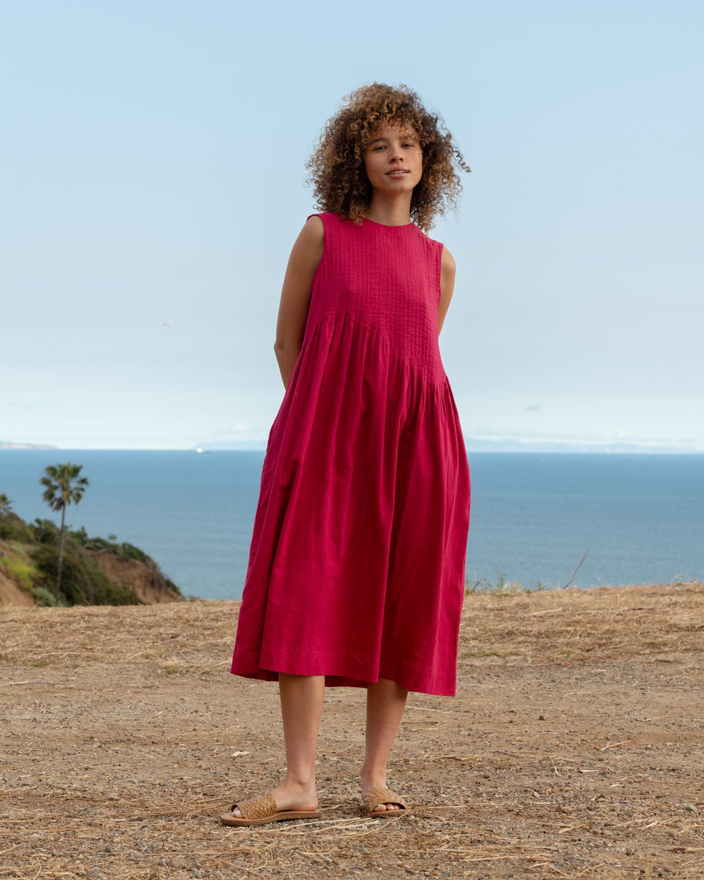 Fuchsia Pink Pleated Dress
